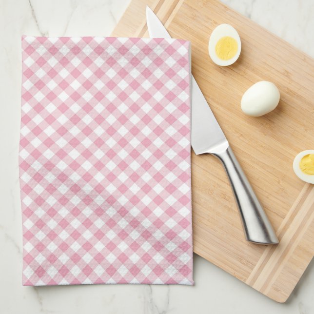 Gingham Pink Simple Kitchen Towel (Quarter Fold)