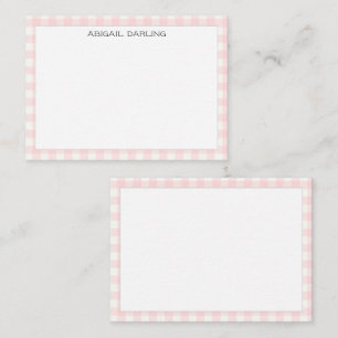 Gingham Pink Simple Modern Thin Border Note Card