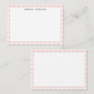 Gingham Pink Simple Modern Thin Border Note Card