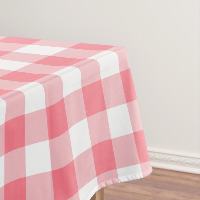 Gingham Pink Summer Picnic Plaid Tablecloth (In Situ)