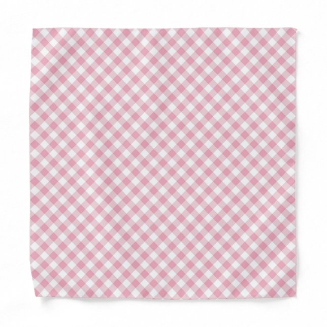 Gingham Pink White Bandana (Front)