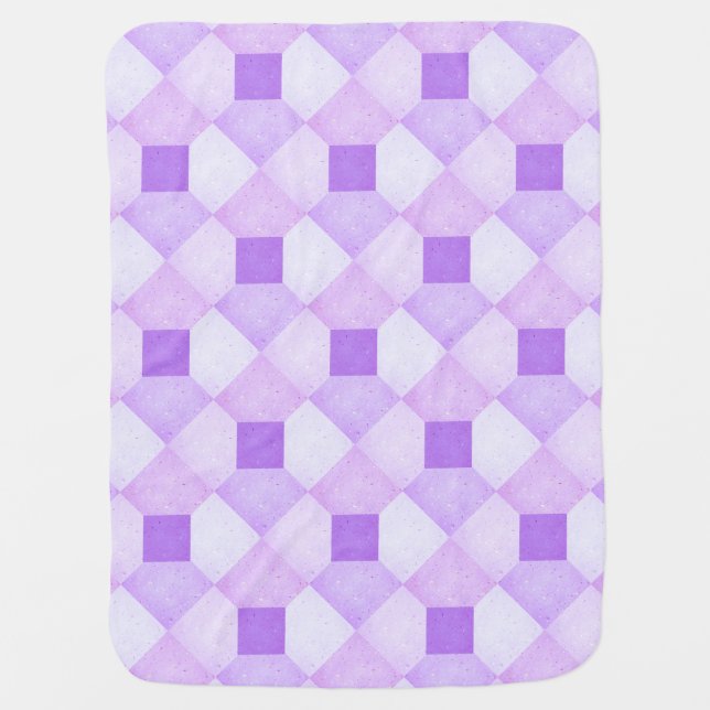 gingham plaid checks checker pattern purple baby blanket (Front)