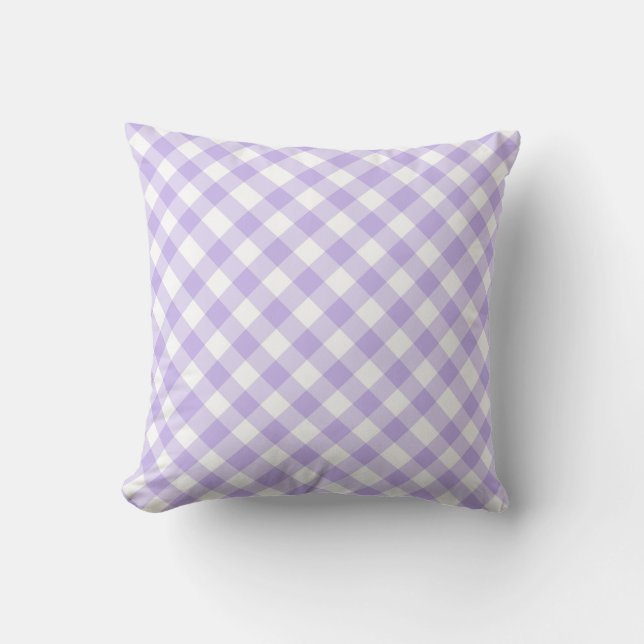 gingham plaid checks checker pattern purple throw pillow (Front)