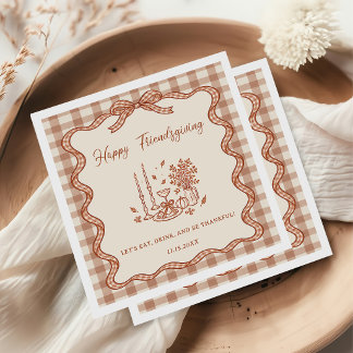 Gingham Plaid Friendsgiving Dinner Napkins