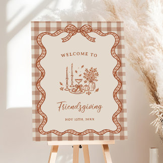Gingham Plaid Friendsgiving Fall Foam Board