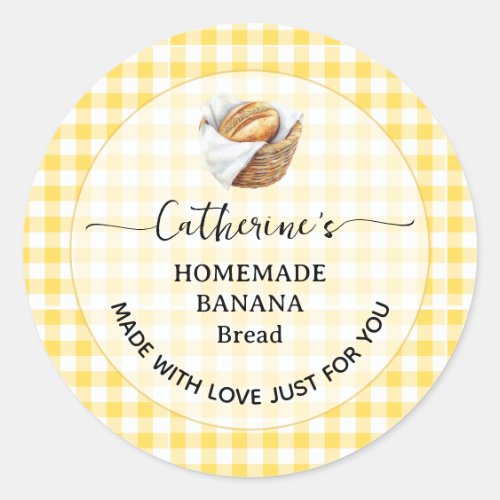 Gingham plaid Homemade bnana bread label