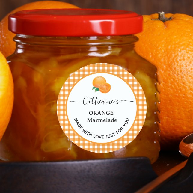 gingham plaid Homemade Orange Marmelade Label (Creator Uploaded)