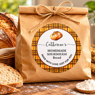 Gingham plaid Homemade sourdough bread label