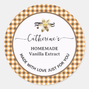 Gingham plaid Homemade vanilla extract label