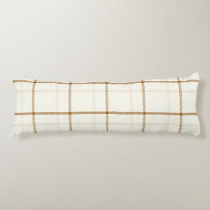 Gingham plaid neutral brown ivory pastel color body pillow