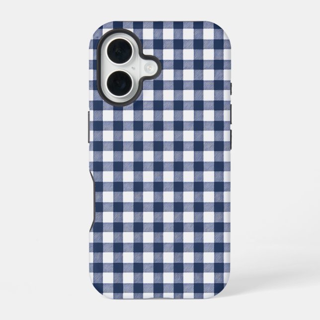 Gingham Plaid Pattern - Navy Blue iPhone Case (Back)