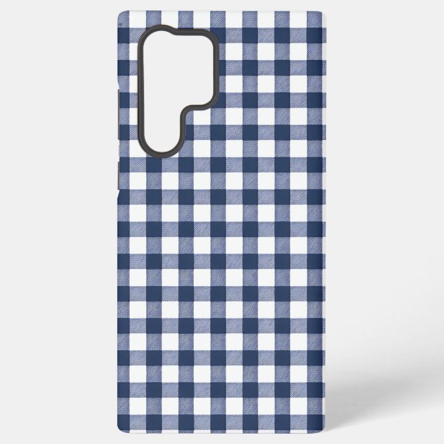 Gingham Plaid Pattern - Navy Blue Samsung Galaxy Case (Back)