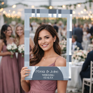 Gingham Plaid Pattern Wedding Selfie Frame
