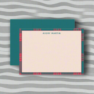 Gingham Plaid Personalized Thank you Note Card