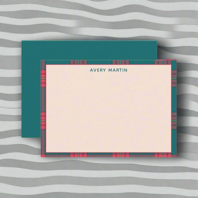 Gingham Plaid Personalized Thank you Note Card (Creator Uploaded)