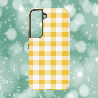 Gingham Plaid Yellow Pattern Samsung Galaxy S22 Case