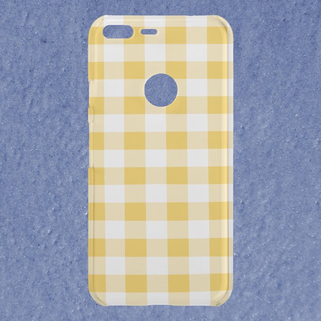 Gingham Plaid Yellow Pattern Uncommon Google Pixel XL Case (A phone case with a yellow and white gingham plaid pattern.)