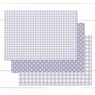 Gingham Polka Dots Pastel Lavender Mix and Match Wrapping Paper Sheets