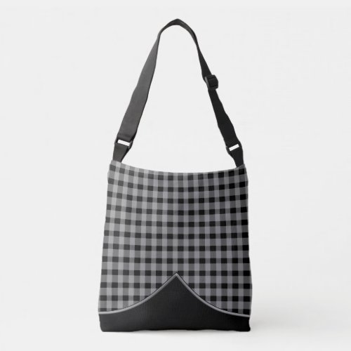 Gingham Preppy Black Grey Cross Body Sling Bag