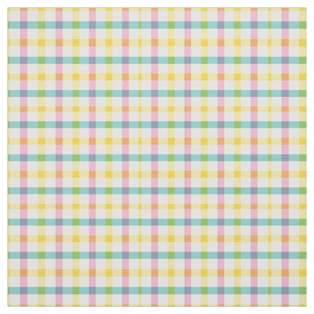 Gingham-print in Spring Colors Green, Pink, Yellow Fabric (Swatch)