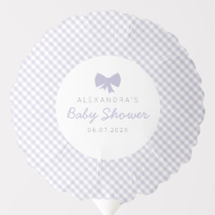 Gingham purple bow girl baby shower balloon
