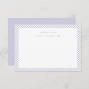 Gingham purple personalized children's stationery