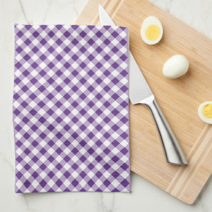 Gingham Purple White Simple Kitchen Towel