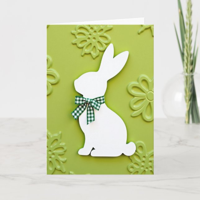 Gingham Rabbit Pattern Card (Front)