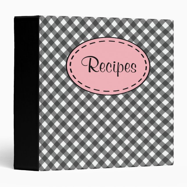 Gingham Recipe Binder (Front/Spine)