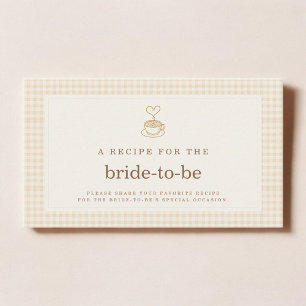 Gingham Recipe for Bride Love is Brewing Coffee Enclosure Card