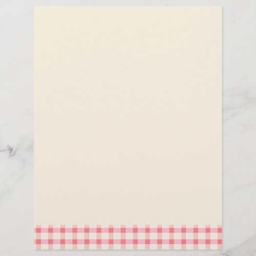 Gingham Recipes Blush Pink Check Cute Feminine Letterhead