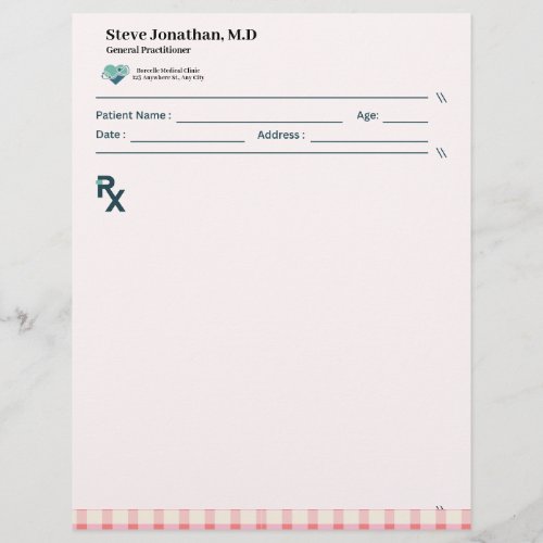 Gingham Recipes Blush Pink Check Cute Feminine Letterhead