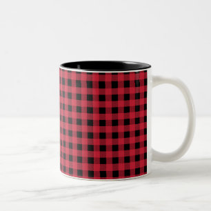 Gingham Red and Black Two-Tone Coffee Mug