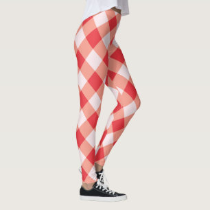 Gingham Red and White Check Holiday Christmas Leggings