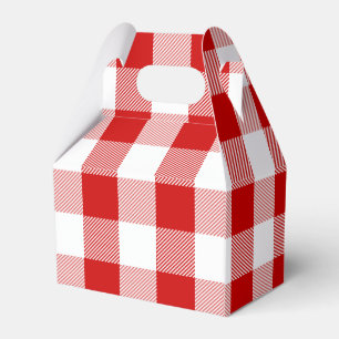 Gingham Red And White Checks Plaid Party Wedding Favor Boxes