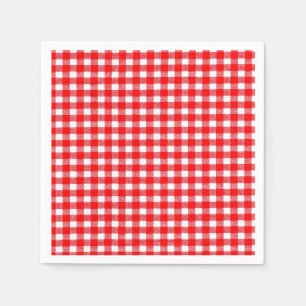 Gingham red and white traditional picnic napkins