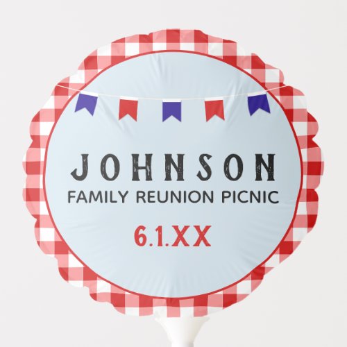 Gingham Red Checkered Picnic Reunion Event Balloon