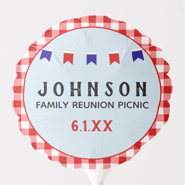 Gingham Red Checkered #Picnic #Reunion Event Balloon (Front)