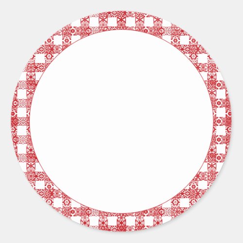 Gingham red white blank lace grid vintage plaid  classic round sticker