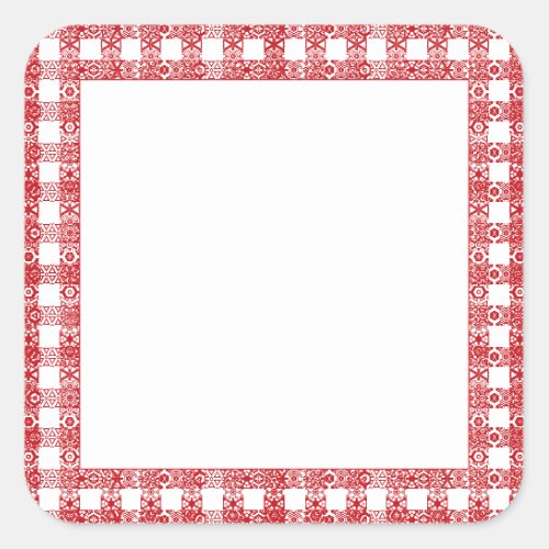 Gingham red white blank lace grid vintage plaid square sticker