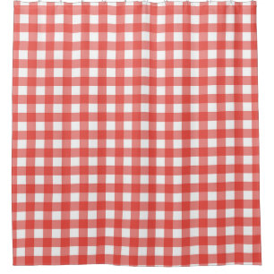 Gingham Red White Shower Curtain
