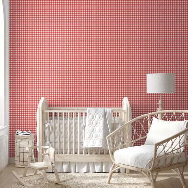 Gingham Red White Wallpaper (Kids)