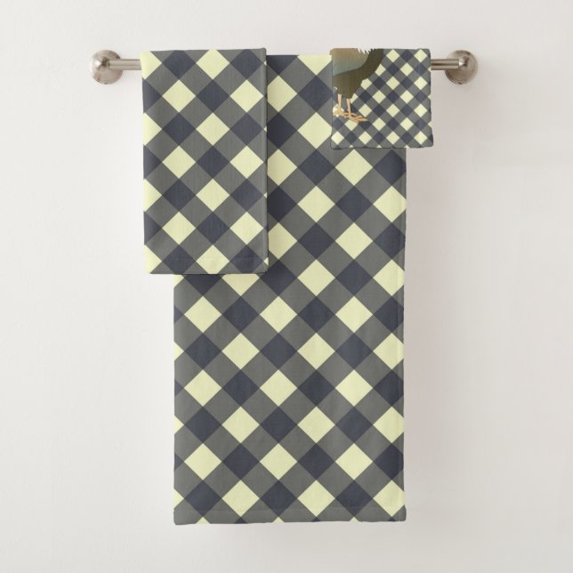 GINGHAM ROOSTER BATH TOWEL SET (Insitu)