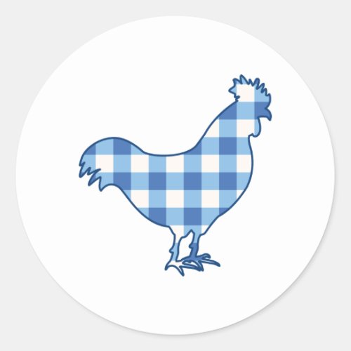 Gingham Rooster Classic Round Sticker