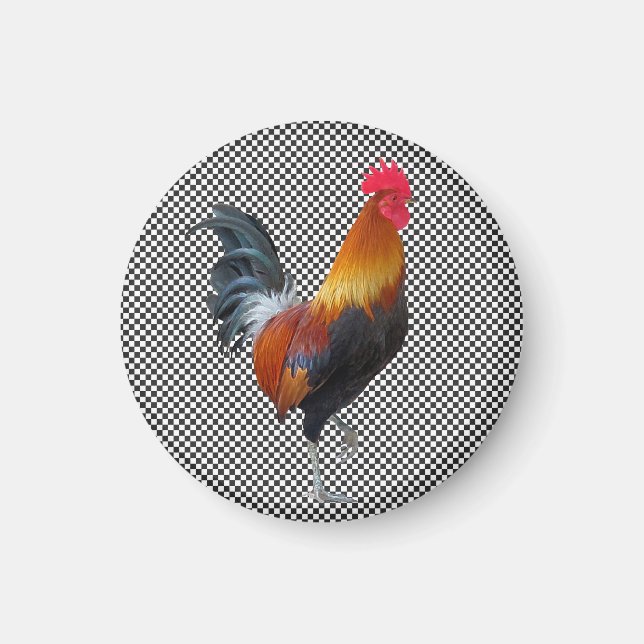 Gingham Rooster Magnet (Front)