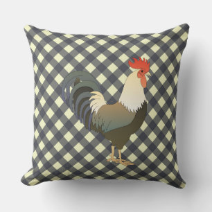 GINGHAM ROOSTER THROW PILLOW