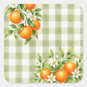 Gingham Sage Green Little Cutie Baby Shower Square Sticker