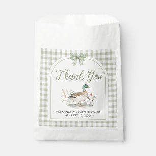Gingham Sage Green Mallard Duck Baby Shower Favor Bag
