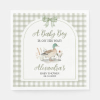 Gingham Sage Green Mallard Duck Baby Shower