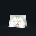 Gingham Sage Green Mallard Duck Baby Shower  Thank You Card<br><div class="desc">Express your gratitude with Duck Baby Shower Thank You Card Printable,  a perfect way to share your heartfelt thanks. Adorned with adorable baby motifs this customizable card adds a touch of sweetness to your appreciation. Personalize to convey your thanks in the most charming and memorable way!

BS1113 A</div>